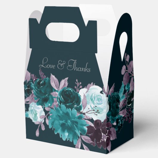 Moody Boho | Diep Blauwgroen en Paarse Bloemen Cus Bedankdoosjes (Geopend)