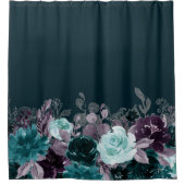 Moody Boho | Diepe Blauwgroen turquoise en Paarse Douchegordijn (Voorkant)