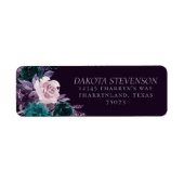 Moody Boho | Donkere Aubergine Paars en Teal Bloem Etiket (Voorkant)