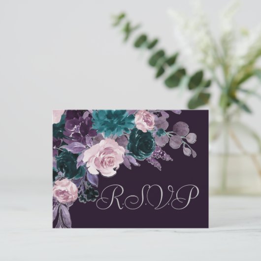 Moody Boho | Donkere aubergine Paarse Blauwgroen B Briefkaart (Staand voorkant)