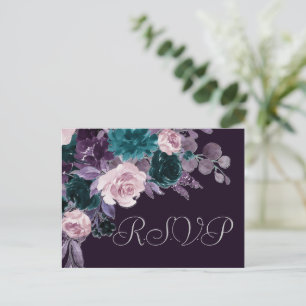 Moody Boho   Donkere aubergine Paarse Blauwgroen B Briefkaart