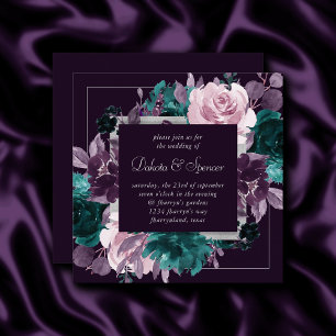 Moody Boho   Donkere aubergine Paarse en Blauwgroe Kaart
