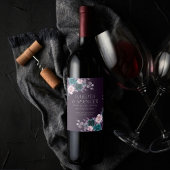 Moody Boho | Donkere aubergine Paarse en Blauwgroe Wijn Etiket