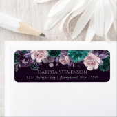 Moody Boho | Donkere aubergine Paarse Rozen Adres Etiket (Insitu)
