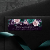 Moody Boho | Donkere aubergine Paarse Rozen Adres Etiket