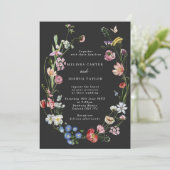 Moody Boho Dutch Flowers & Butterflies Wedding Kaart (Staand voorkant)