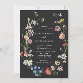 Moody Boho Dutch Flowers & Butterflies Wedding Kaart