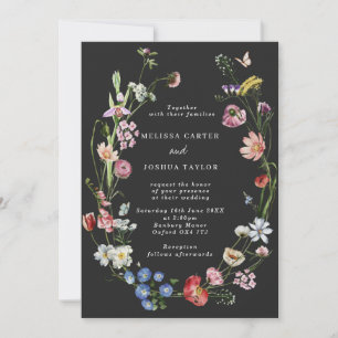 Moody Boho Dutch Flowers & Butterflies Wedding Kaart