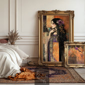 Moody Boho Meisje in een Kimono Patchwork Art Tissuepapier