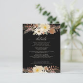 Moody BOHO Modern Herfst Floral Waterverf Black Informatiekaartje (Staand voorkant)