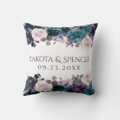 Moody Boho | Oogplant Paarse Mauve Floral Wedding Kussen (Achterkant)