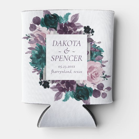 Moody Boho | Paarse Aubergine Bloemige Save the Da Blikjeskoeler (Voorkant)