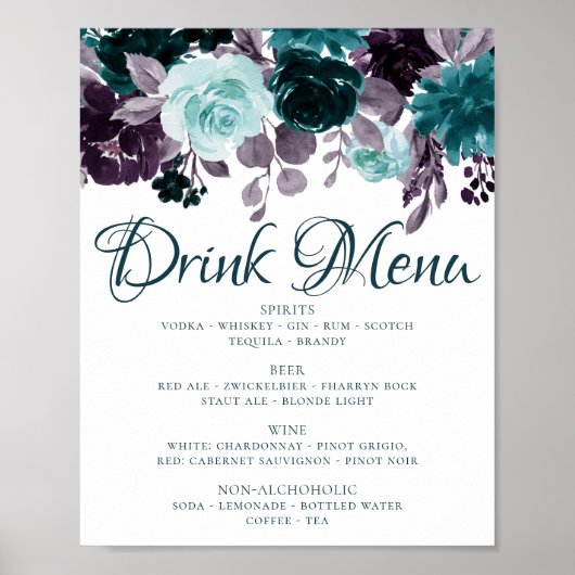 Moody Boho | Theelgroene Bloemenslinger Drinkkeuze Poster (Voorkant)