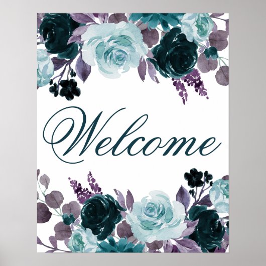 Moody Boho | Turquoise Bloemenguirlande Feest Welk Poster (Voorkant)