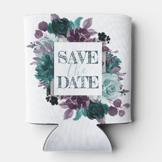 Moody Boho | Turquoise en Paarse Bloemen 'Save the Blikjeskoeler (Achterkant)