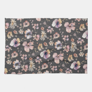 Moody Boho Watercolor Blush Wilde Bloemen Patroon  Theedoek