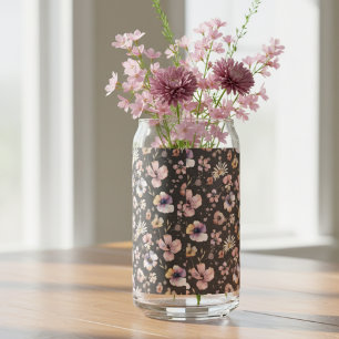Moody Boho Watercolor Blush Wildflowers Patroon  Blikvorm Glas