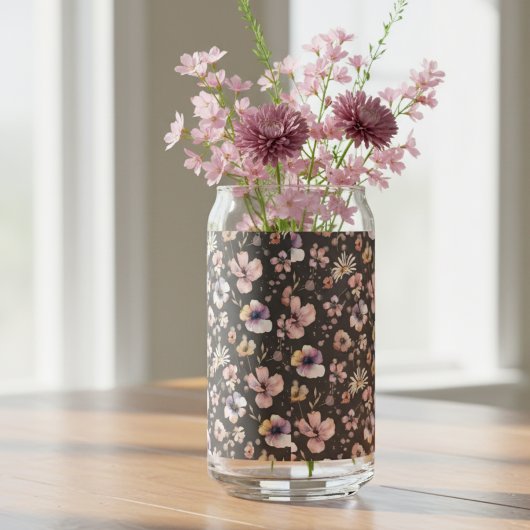 Moody Boho Watercolor Blush Wildflowers Patroon Blikvorm Glas