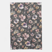 Moody Boho Watercolor Blush Wildflowers Patroon Theedoek (Verticaal)
