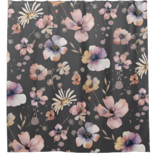 Moody Boho Waterverf Blush Wilde Bloemen Patroon Douchegordijn