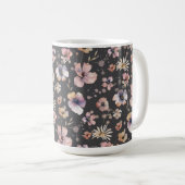Moody Boho Waterverf Blush Wilde Bloemen Patroon Koffiemok (Voorkant rechts)