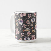 Moody Boho Waterverf Blush Wilde Bloemen Patroon Koffiemok (Voorkant links)