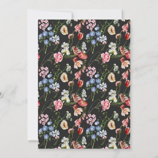 Moody Bold Floral Arch Oval Weddenschap Kaart (Achterkant)