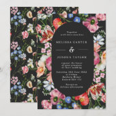 Moody Bold Floral Arch Oval Weddenschap Kaart (Voorkant / Achterkant)