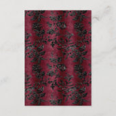 Moody bordeaux zwart damast boog bruiloft details informatiekaartje (Achterkant)