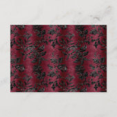 Moody bordeaux zwart damast boog bruiloft details informatiekaartje (Achterkant)