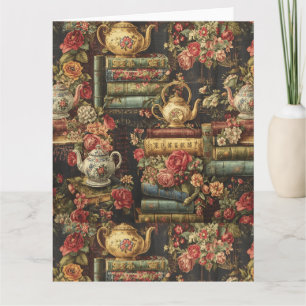 Moody Botanical bloemen Boekenplank & Theepot  Kaart