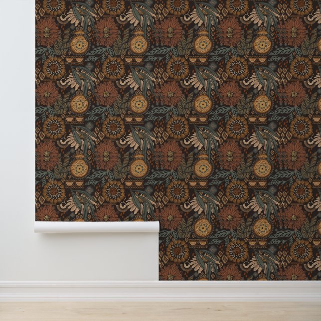 Moody Botanical Bloemmotief  Behang (Applicatie)