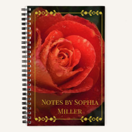 Moody Botanical Donkerrode Roze Gouden Frame Notit Notitieboek