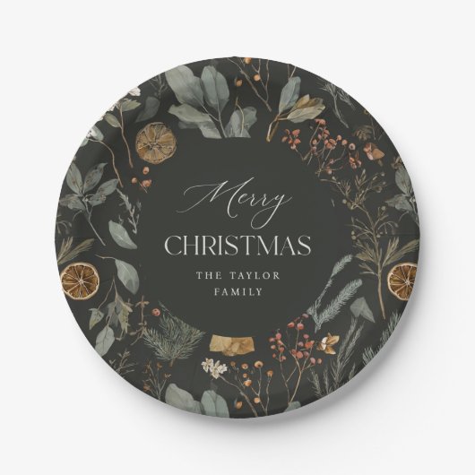 Moody Botanical gepersonaliseerde kerst Papieren Bordje (Voorkant)