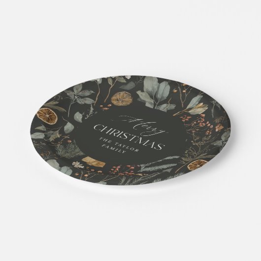 Moody Botanical gepersonaliseerde kerst Papieren Bordje (Gekanteld)