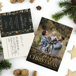 Moody Botanical Vertical Photo Gold Folie Feestdagen Briefkaart