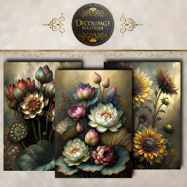 Moody Botanische Bloem Decoupage Collectie Inpakpapier Vel
