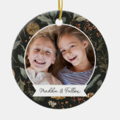 Moody Botanische Dubbelzijdige Gepersonaliseerde F Keramisch Ornament (Voorkant)