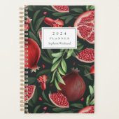 Moody Botanische Granaatappel Patroon Monogram 202 Planner (Voorkant)