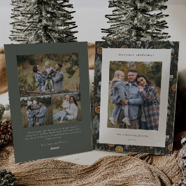 Moody Botanische Multi Foto Dubbelzijdig Feestdagenkaart