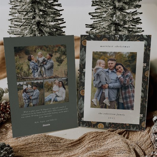 Moody Botanische Multi Foto Dubbelzijdig Feestdagenkaart