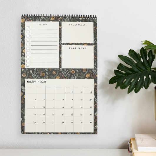 Moody Botanische Patroon Maandelijkse Planner Kalender
