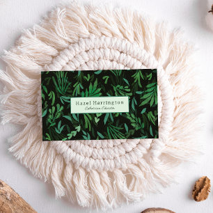 Moody Botanische QR Code Visitekaartje Groen Zwart