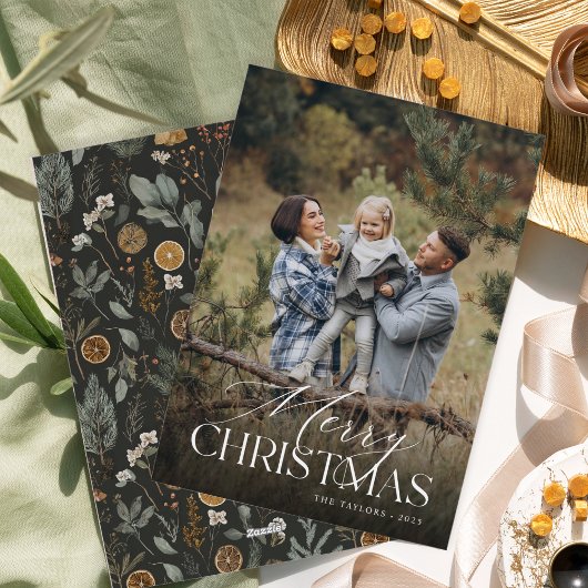 Moody Botanische Verticale Foto Feestdagenkaart