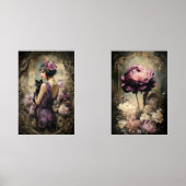 Moody Boudoir Portrait Cat & Peony Wall Art Set (Voorkant)