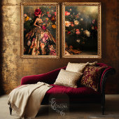 Moody Bouffant Brocade Elegant Lady & Floral Tissuepapier