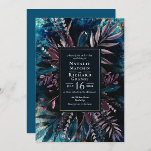 Moody Bouquet botanical bruiloft Uitnodiging