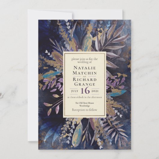 Moody Bouquet botanical bruiloft Uitnodiging (Voorkant)