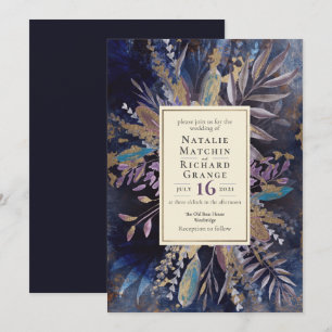 Moody Bouquet botanical bruiloft Uitnodiging