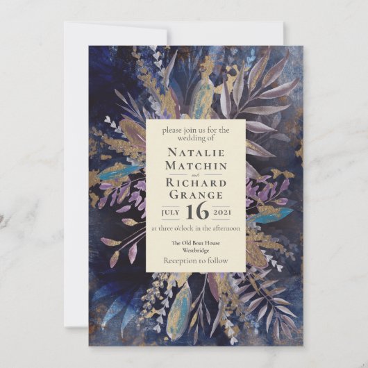 Moody Bouquet botanische bruiloft Kaart (Voorkant)